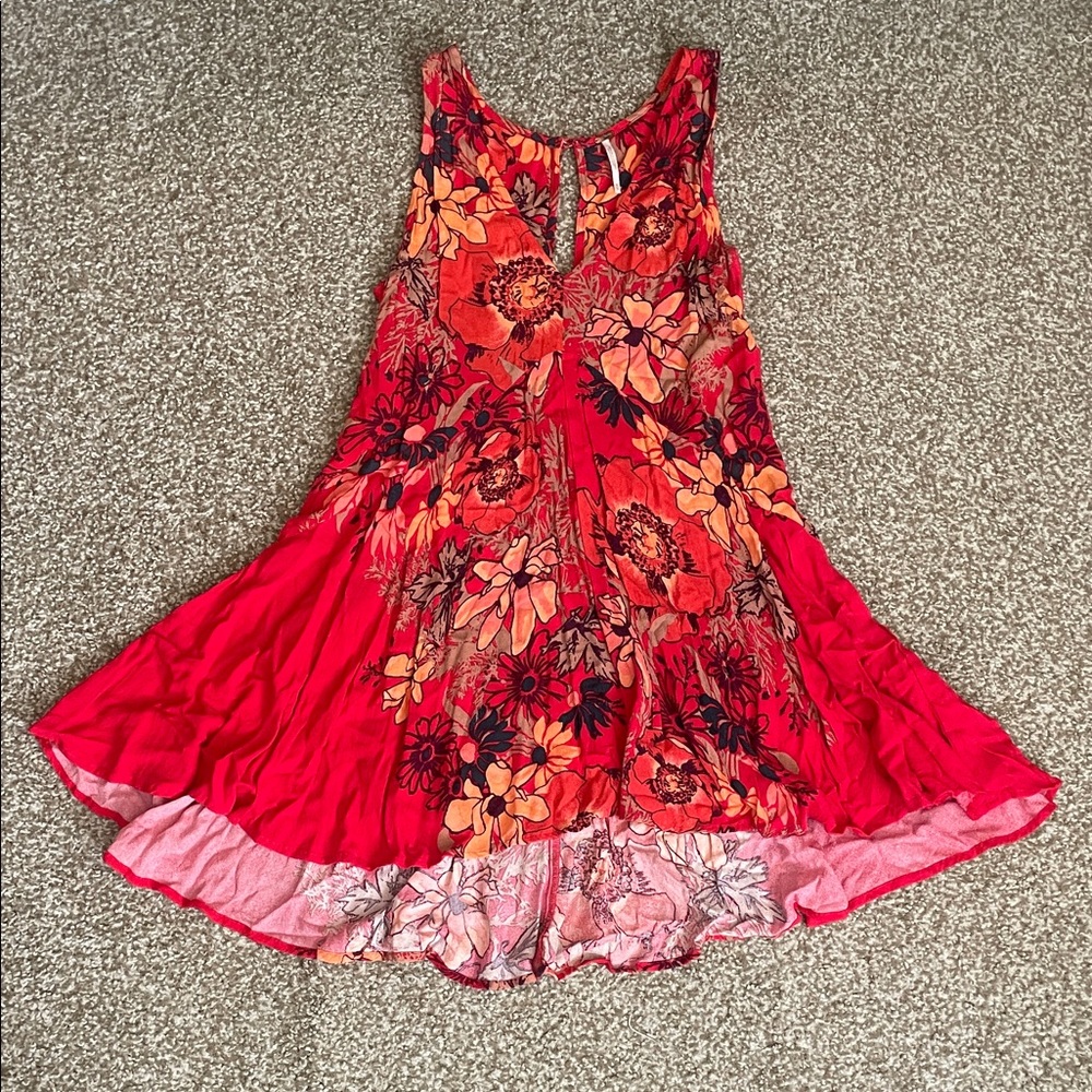 Free People Backyard Pimento Floral Sleeveless Tunic Blouse
